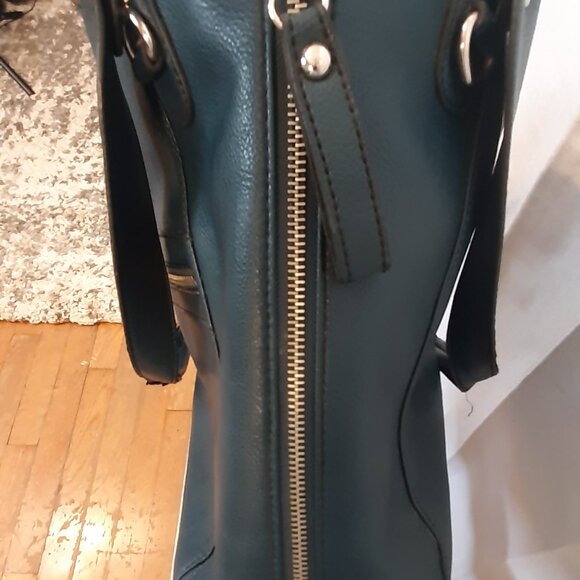 Kenneth Cole Reaction Vintage Tote/Laptop Bag Blue Leather - Picture 4 of 8